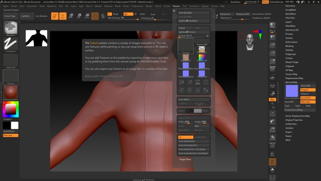 Export normal map from Zbrush