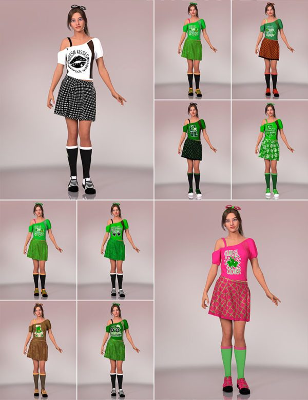 St Patrick Day Clothing, Clothing for Genesis 9 St Patrick, St Patrick, St Patrick Day, Daz Studio, Shamrocks, Realism, Irish, Clover, Luck, Leprechauns, Nelmi, Pot of Gold, Green, Celtic, Celebration,Irish Celebrations, Luck, Folklore, Texturing, St Patrick Outfit Genesis 9